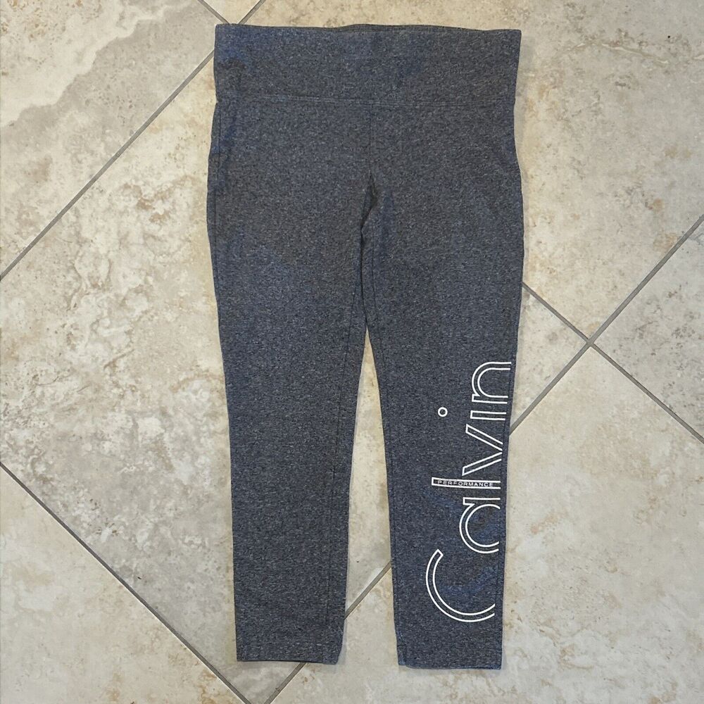 Calvin Klein Performance Stretch Gray Leggings Size XSmall Womens Active Logo